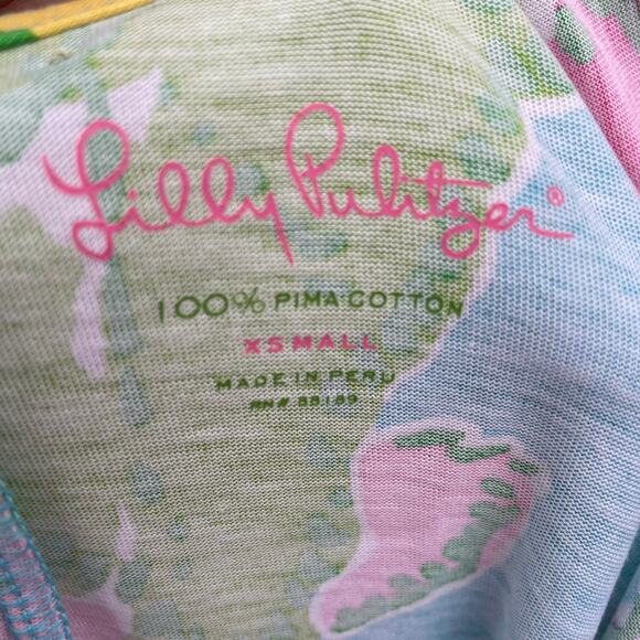 Lilly Pulitzer Dress Palm Big Flirt Jersey Maxi Tank Tie Back Floral XS Summer - Picture 9 of 12